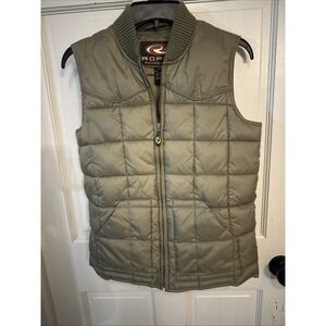 Roper Boys Puffer Vest Jacket Lined Collar Olive Green Zip Front Size‎ L 12/14